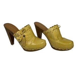 Guess Yellow Heeled Clogs